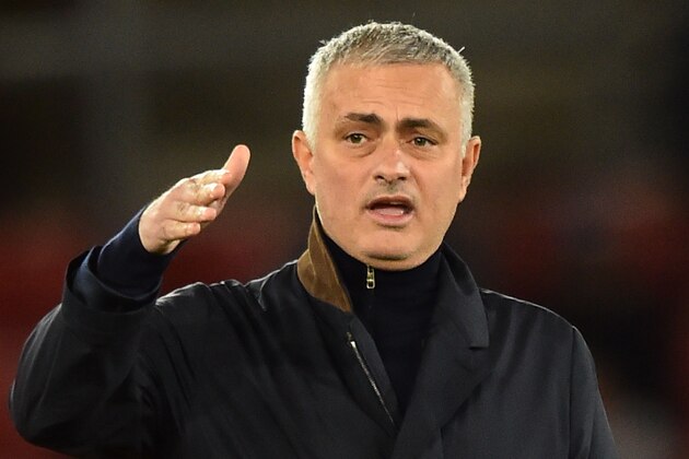 Manchester United's Portuguese manager Jose Mourinho is seen as the players warm up for the English Premier League football match between Southampton and Manchester United at St Mary's Stadium in Southampton, southern England on December 1, 2018. (Photo by Glyn KIRK / AFP) / RESTRICTED TO EDITORIAL USE. No use with unauthorized audio, video, data, fixture lists, club/league logos or 'live' services. Online in-match use limited to 120 images. An additional 40 images may be used in extra time. No video emulation. Social media in-match use limited to 120 images. An additional 40 images may be used in extra time. No use in betting publications, games or single club/league/player publications. /         (Photo credit should read GLYN KIRK/AFP/Getty Images)