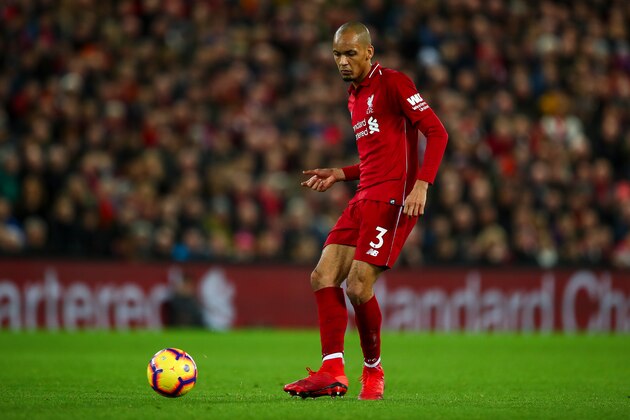 LIVERPOOL, ENGLAND - DECEMBER 02: Fabinho of Liverpool during the Premier League match between Liverpool FC and Everton FC at Anfield on December 2, 2018 in Liverpool, United Kingdom. (Photo by Robbie Jay Barratt - AMA/Getty Images)