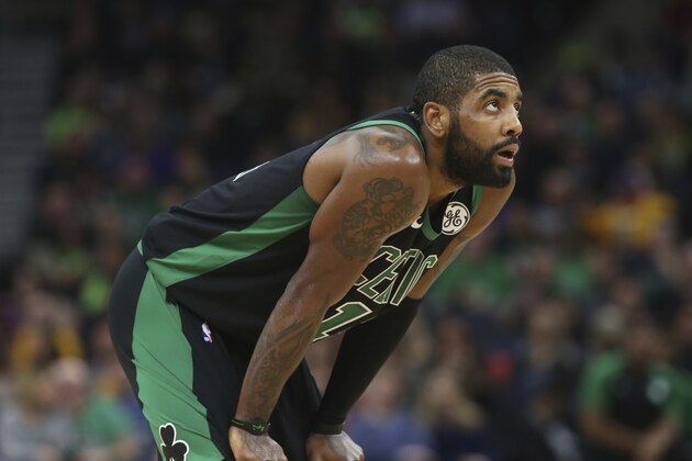 Boston Celtics' Kyrie Irving plays against the Minnesota Timberwolves in an NBA basketball game Saturday, Dec. 1, 2018, in Minneapolis. (AP Photo/Jim Mone)
