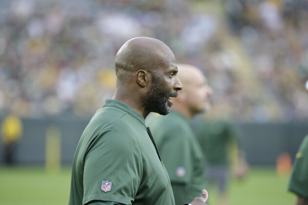 Green Bay Packers associate head coach Winston Moss during NFL football Family Night practice Saturday, Aug. 4, 2018 in Green Bay, Wis. (AP Photo/Mike Roemer)