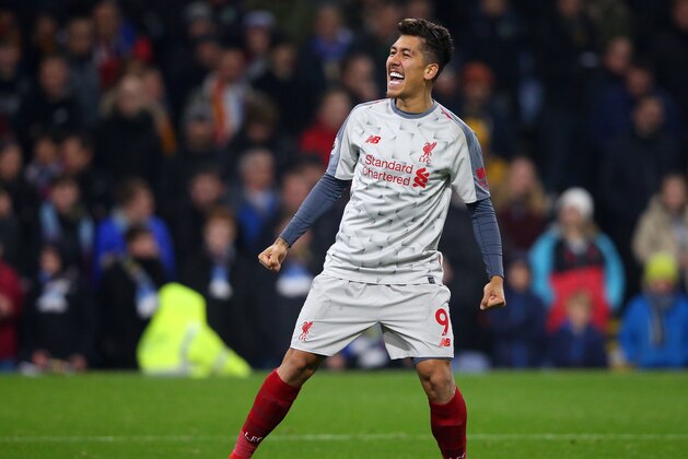 BURNLEY, ENGLAND - DECEMBER 05:  Roberto Firmino of Liverpool celebrates after scoring his team's second goal during the Premier League match between Burnley FC and Liverpool FC at Turf Moor on December 5, 2018 in Burnley, United Kingdom.  (Photo by Alex Livesey/Getty Images)