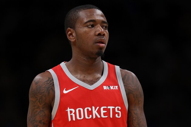 DENVER, CO - NOVEMBER 13:  Gary Clark #6 of the Houston Rockets plays the Denver Nuggets at the Pepsi Center on November 13, 2018 in Denver, Colorado. NOTE TO USER: User expressly acknowledges and agrees that, by downloading and or using this photograph, User is consenting to the terms and conditions of the Getty Images License Agreement.  (Photo by Matthew Stockman/Getty Images)