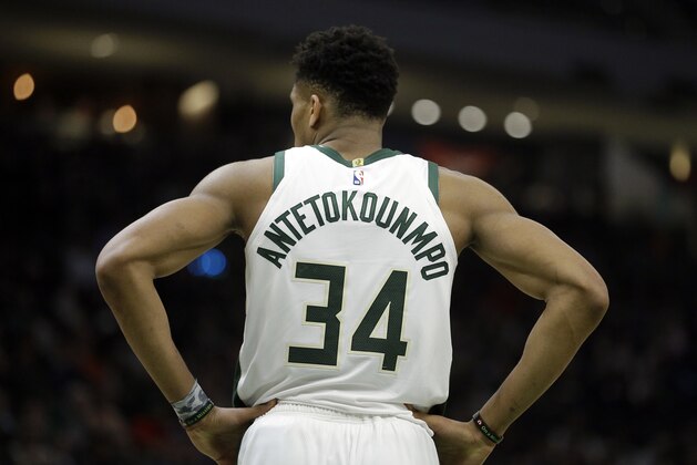 Milwaukee Bucks' Giannis Antetokounmpo during the first half of an NBA basketball game against the Detroit Pistons Wednesday, Dec. 5, 2018, in Milwaukee. (AP Photo/Aaron Gash)