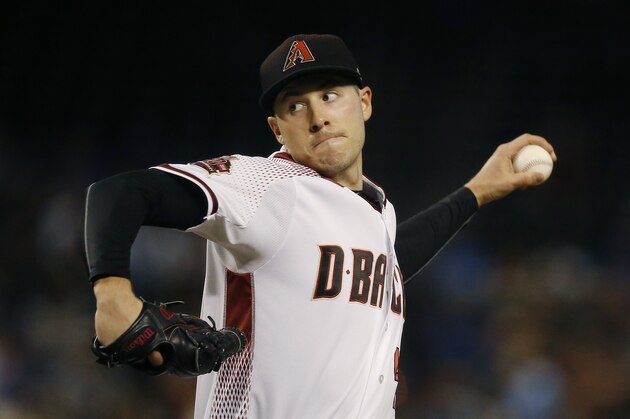 Arizona Diamondbacks starting pitcher Patrick Corbin throws a pitch against the Chicago Cubs during the first inning of a baseball game Monday, Sept. 17, 2018, in Phoenix. (AP Photo/Ross D. Franklin)