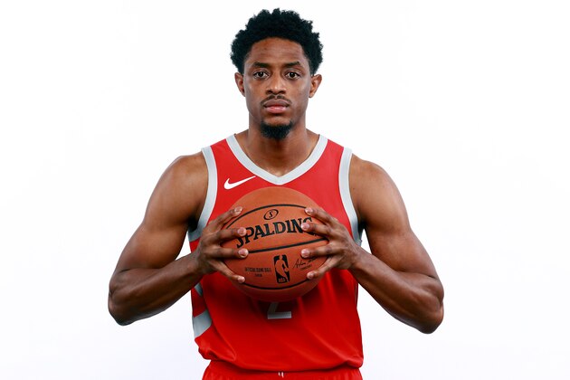 HOUSTON, TX - SEPTEMBER 24:  Brandon Knight #2 of the Houston Rockets poses for a portrait during the Houston Rockets Media Day at The Post Oak Hotel at Uptown Houston on September 24, 2018 in Houston, Texas. NOTE TO USER: User expressly acknowledges and agrees that, by downloading and or using this photograph, User is consenting to the terms and conditions of the Getty Images License Agreement.  (Photo by Tom Pennington/Getty Images)