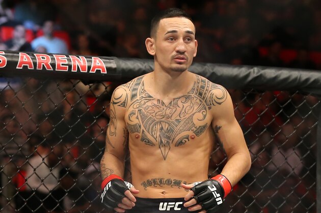 DETROIT, MI - DECEMBER 2: Max Holloway stands in the Octagon prior to his bout against Jose Aldo during the UFC 218 event at Little Caesars Arena on December 2, 2017 in Detroit, Michigan. (Photo by Rey Del Rio/Zuffa LLC via Getty Images)