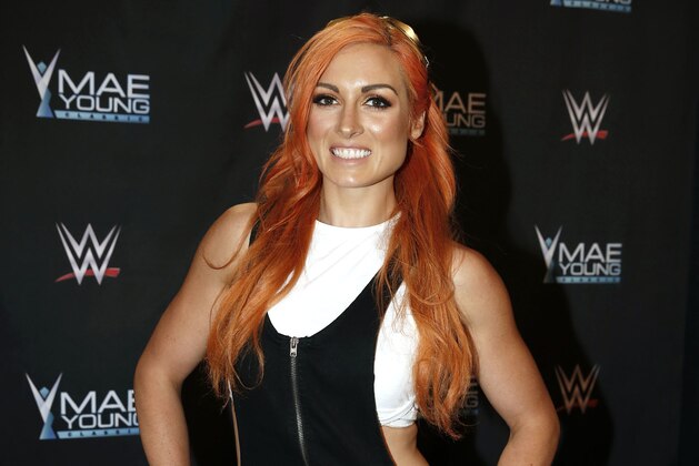 IMAGE DISTRIBUTED FOR WWE - WWE Superstar Becky Lynch celebrates the Mae Young Classic at the Thomas & Mack Center on Tuesday, Sept. 12, 2017, in Las Vegas. (Bizuayehu Tesfaye/AP Images for WWE)