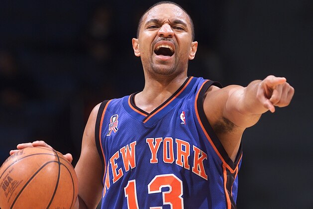 19 MAR 2002: Mark Jackson #13 of the New York Knicks yells to his team during a game against the Memphis Grizzlies at the Pyramid in Memphis, Tennessee.  Digital Image  NOTE TO USER: User expressly acknowledges and agrees that, by downloading and/or using this Photograph, User is consenting to the terms and conditions of the Getty Images License Agreement.  Mandatory Copyright Notice:  Copyright 2002/NBAE/Getty Images  Mandatory Credit:  Joe Murphy/NBAE/Getty Images