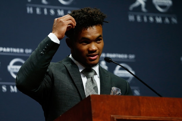 NEW YORK, NY - DECEMBER 08:  Kyler Murray of Oklahoma poses for a speaks to the media after winning the 2018 Heisman Trophy on December 8, 2018 in New York City.  (Photo by Mike Stobe/Getty Images)