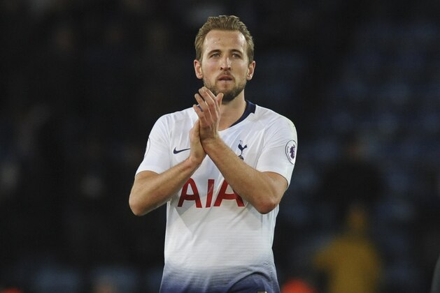 Tottenham's Harry Kane reacts after the English Premier League soccer match between Leicester City and Tottenham Hotspur at the King Power Stadium in Leicester, England, Saturday, Dec. 8, 2018. (AP Photo/Rui Vieira)