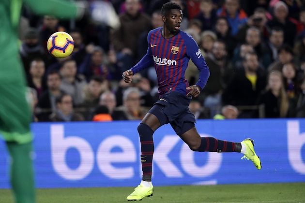 BARCELONA, SPAIN - DECEMBER 2: Ousmane Dembele of FC Barcelona  during the La Liga Santander  match between FC Barcelona v Villarreal at the Camp Nou on December 2, 2018 in Barcelona Spain (Photo by Soccrates/Getty Images)