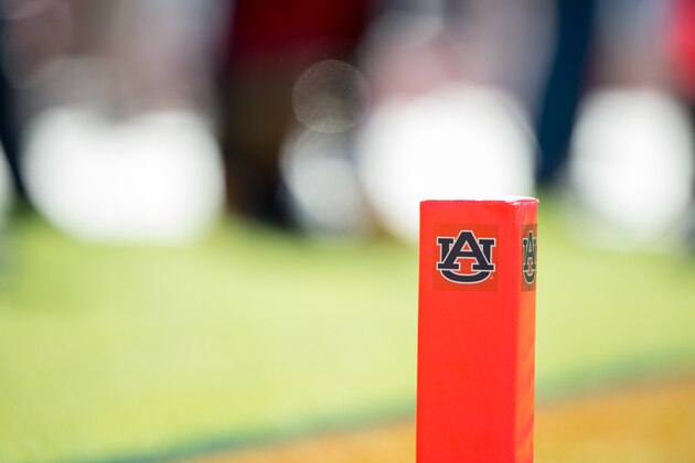 AUBURN, AL - NOVEMBER 3: General view of the Auburn Tigers logo on a pylon during the matchup between the Auburn Tigers and the Texas A&M Aggies at Jordan-Hare Stadium on November 3 2018 in Auburn, Alabama. (Photo by Michael Chang/Getty Images)