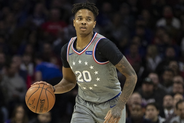 Philadelphia 76ers' Markelle Fultz in action during the first half of an NBA basketball game against the Utah Jazz, Friday, Nov. 16, 2018, in Philadelphia. The 76ers won 113-107. (AP Photo/Chris Szagola)