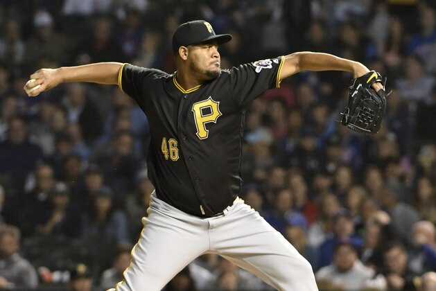 CHICAGO, IL - SEPTEMBER 26: Ivan Nova #46 of the Pittsburgh Pirates pitches against the Chicago Cubs during the first inning on September 26, 2018 at Wrigley Field in Chicago, Illinois. (Photo by David Banks/Getty Images)