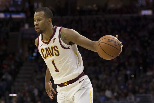 PHILADELPHIA, PA - NOVEMBER 23: Rodney Hood #1 of the Cleveland Cavaliers dribbles the ball against the Philadelphia 76ers at the Wells Fargo Center on November 23, 2018 in Philadelphia, Pennsylvania. NOTE TO USER: User expressly acknowledges and agrees that, by downloading and or using this photograph, User is consenting to the terms and conditions of the Getty Images License Agreement. (Photo by Mitchell Leff/Getty Images)