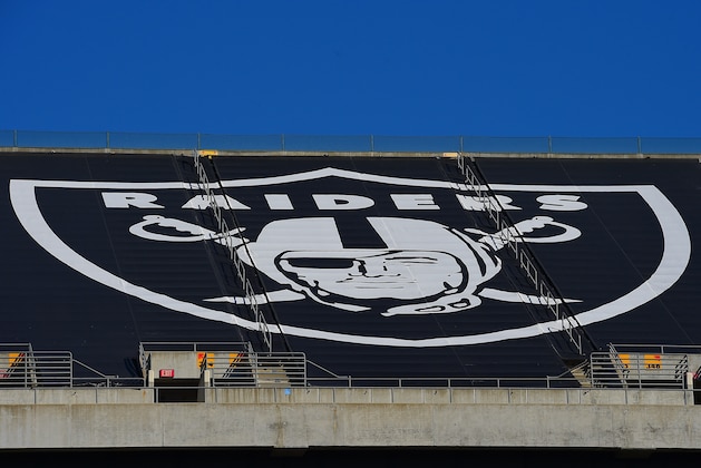 OAKLAND, CA - NOVEMBER 09:  A detailed view of the tarp displaying the Oakland Raiders logo that covers mount Davis seen prior to the game against the Denver Broncos at O.co Coliseum on November 9, 2014 in Oakland, California.  (Photo by Thearon W. Henderson/Getty Images)