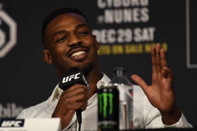 NEW YORK, NEW YORK - NOVEMBER 02:  Jon Jones interacts with the media during the UFC 232 press conference inside Hulu Theater at Madison Square Garden on November 2, 2018 in New York, New York. (Photo by Jeff Bottari/Zuffa LLC/Zuffa LLC via Getty Images)