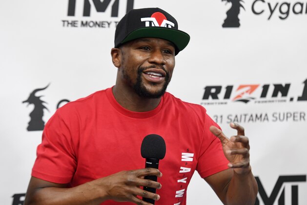 LAS VEGAS, NEVADA - DECEMBER 06:  Floyd Mayweather Jr. speaks during a news conference at the Mayweather Boxing Club on December 6, 2018 in Las Vegas, Nevada. Mayweather will meet Tenshin Nasukawa in a three-round boxing exhibition at Saitama Prefecture Super Arena in Saitama, Japan on December 31, 2018.  (Photo by Ethan Miller/Getty Images)
