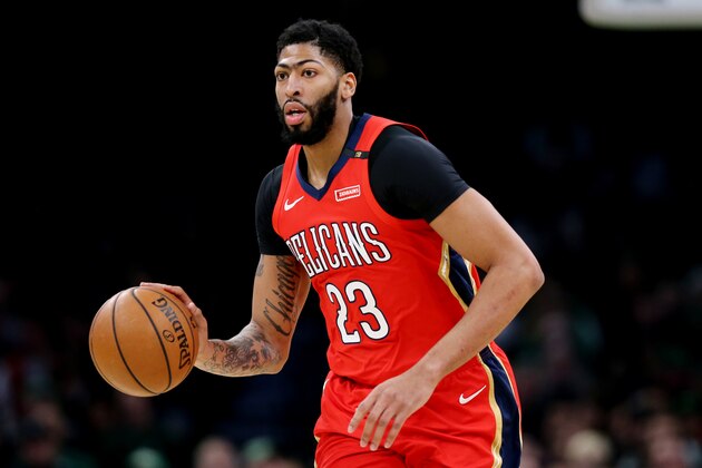 BOSTON, MA - DECEMBER 10: Anthony Davis #23 of the New Orleans Pelicans dribbles against the Boston Celtics at TD Garden on December 10, 2018 in Boston, Massachusetts. (Photo by Maddie Meyer/Getty Images)