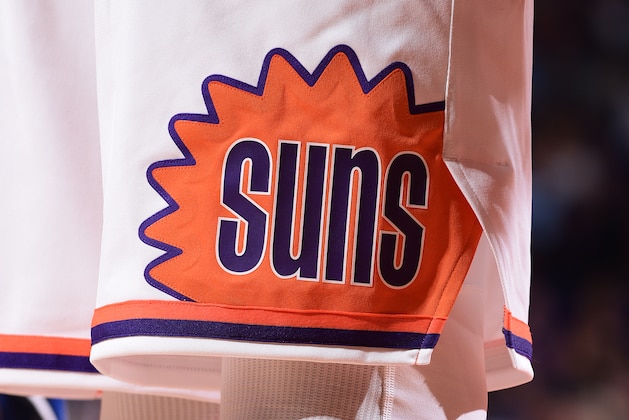 PHOENIX, AZ - NOVEMBER 10: A close up view of the Phoenix Suns logo during the game against the Orlando Magic on November 10, 2017 at Talking Stick Resort Arena in Phoenix, Arizona. NOTE TO USER: User expressly acknowledges and agrees that, by downloading and or using this photograph, user is consenting to the terms and conditions of the Getty Images License Agreement. Mandatory Copyright Notice: Copyright 2017 NBAE (Photo by Michael Gonzales/NBAE via Getty Images)