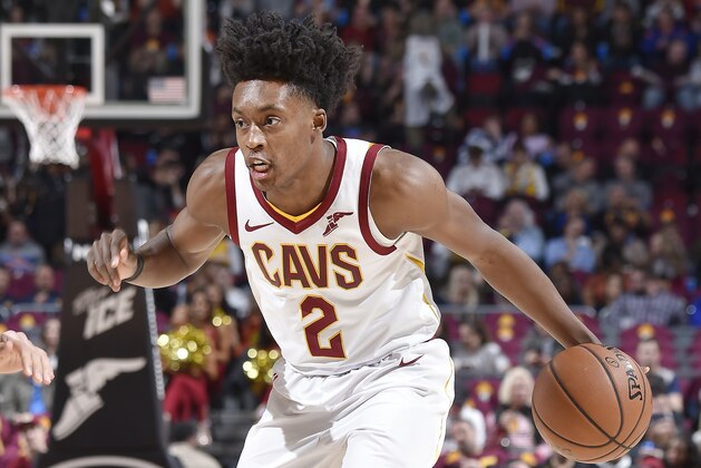CLEVELAND, OH - DECEMBER 12:  Collin Sexton #2 of the Cleveland Cavaliers handles the ball against the New York Knicks on December 12, 2018 at Quicken Loans Arena in Cleveland, Ohio. NOTE TO USER: User expressly acknowledges and agrees that, by downloading and/or using this Photograph, user is consenting to the terms and conditions of the Getty Images License Agreement. Mandatory Copyright Notice: Copyright 2018 NBAE (Photo by David Liam Kyle/NBAE via Getty Images)