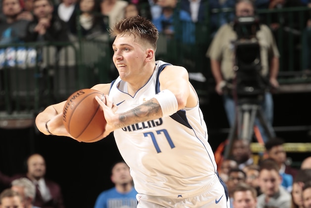DALLAS, TX - DECEMBER 12: Luka Doncic #77 of the Dallas Mavericks passes the ball during the game against the Atlanta Hawks on December 12, 2018 at the American Airlines Center in Dallas, Texas. NOTE TO USER: User expressly acknowledges and agrees that, by downloading and or using this photograph, User is consenting to the terms and conditions of the Getty Images License Agreement. Mandatory Copyright Notice: Copyright 2018 NBAE (Photo by Glenn James/NBAE via Getty Images) DALLAS, TX - DECEMBER 12: Luka Doncic #77 of the Dallas Mavericks passes the ball during the game against the Atlanta Hawks on December 12, 2018 at the American Airlines Center in Dallas, Texas. NOTE TO USER: User expressly acknowledges and agrees that, by downloading and or using this photograph, User is consenting to the terms and conditions of the Getty Images License Agreement. Mandatory Copyright Notice: Copyright 2018 NBAE (Photo by Glenn James/NBAE via Getty Images)