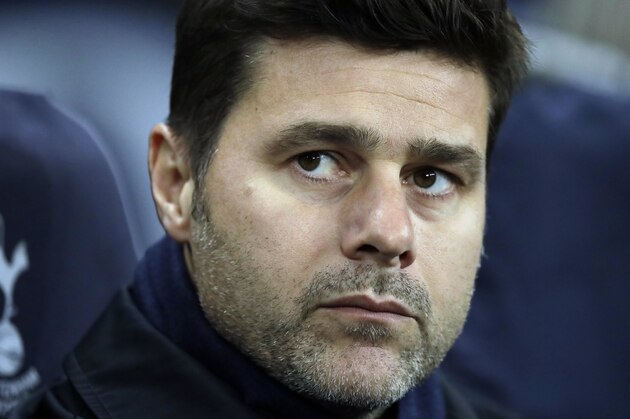 Tottenham coach Mauricio Pochettino looks on during a Champions League group B soccer match between Tottenham Hotspur and Inter Milan at Wembley stadium in London, Wednesday, Nov. 28, 2018. (AP Photo/Matt Dunham)