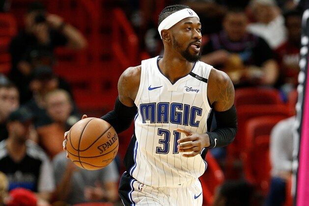 MIAMI, FL - DECEMBER 04:  Terrence Ross #31 of the Orlando Magic dribbles with the ball against the Miami Heat at American Airlines Arena on December 4, 2018 in Miami, Florida. NOTE TO USER: User expressly acknowledges and agrees that, by downloading and or using this photograph, User is consenting to the terms and conditions of the Getty Images License Agreement.  (Photo by Michael Reaves/Getty Images)