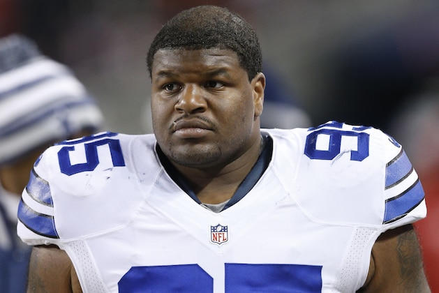 CHICAGO, IL - DECEMBER 4: Josh Brent #95 of the Dallas Cowboys looks on against the Chicago Bears during the game at Soldier Field on December 4, 2014 in Chicago, Illinios. The Cowboys defeated the Bears 41-28. (Photo by Joe Robbins/Getty Images)