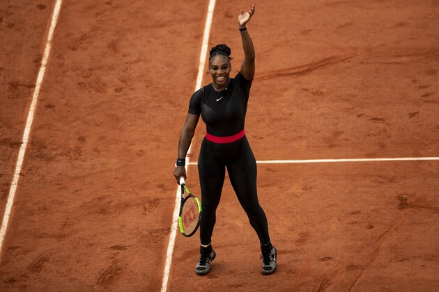 PARIS, FRANCE - JUNE 02:  Serena Williams of The United States celebrates victory during the ladies singles third round match against Julia Georges of Germany during day seven of the 2018 French Open at Roland Garros on June 2, 2018 in Paris, France.  (Photo by XIN LI/Getty Images)