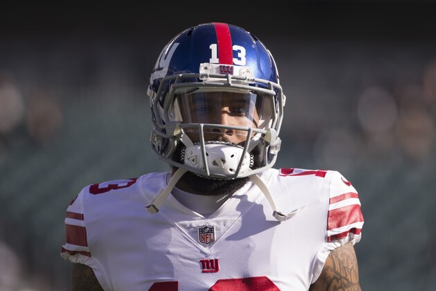 PHILADELPHIA, PA - NOVEMBER 25: Odell Beckham #13 of the New York Giants looks on prior to the game against the Philadelphia Eagles at Lincoln Financial Field on November 25, 2018 in Philadelphia, Pennsylvania. (Photo by Mitchell Leff/Getty Images)