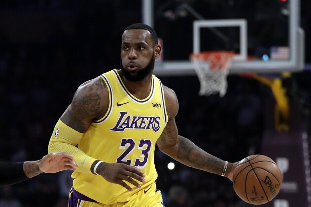 Los Angeles Lakers' LeBron James (23) during the first half of an NBA basketball game against the Miami Heat Monday, Dec. 10, 2018, in Los Angeles. (AP Photo/Marcio Jose Sanchez)