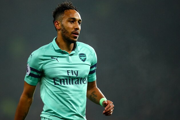 MANCHESTER, ENGLAND - DECEMBER 05: Pierre-Emerick Aubameyang of Arsenal during the Premier League match between Manchester United and Arsenal FC at Old Trafford on December 5, 2018 in Manchester, United Kingdom. (Photo by Robbie Jay Barratt - AMA/Getty Images)