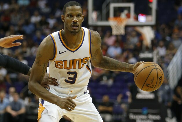 Phoenix Suns forward Trevor Ariza (3) in the first half during an NBA preseason basketball game against the Portland Trail Blazers, Friday, Oct. 5, 2018, in Phoenix. (AP Photo/Rick Scuteri)