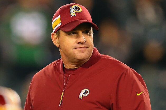 PHILADELPHIA, PA - DECEMBER 03: Head coach Jay Gruden of the Washington Redskins looks on before the game against the Philadelphia Eagles at Lincoln Financial Field on December 3, 2018 in Philadelphia, Pennsylvania.  (Photo by Mitchell Leff/Getty Images)