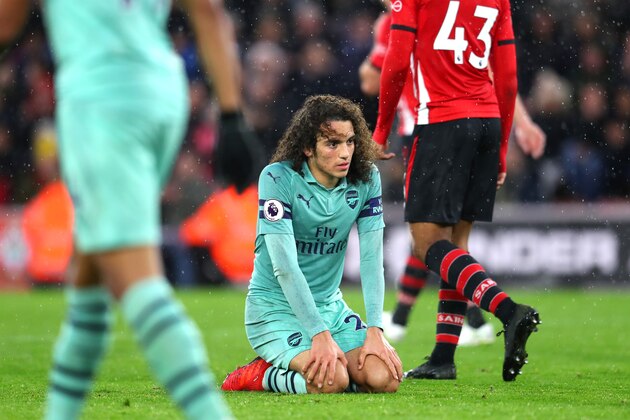 SOUTHAMPTON, ENGLAND - DECEMBER 16:  Matteo Guendouzi of Arsenal reacts during the Premier League match between Southampton FC and Arsenal FC at St Mary's Stadium on December 16, 2018 in Southampton, United Kingdom.  (Photo by Catherine Ivill/Getty Images)