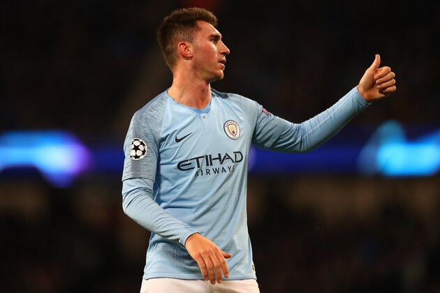 MANCHESTER, ENGLAND - DECEMBER 12:  Aymeric Laporte of Manchester City during the UEFA Champions League Group F match between Manchester City and TSG 1899 Hoffenheim at Etihad Stadium on December 12, 2018 in Manchester, United Kingdom. (Photo by Michael Steele/Getty Images)