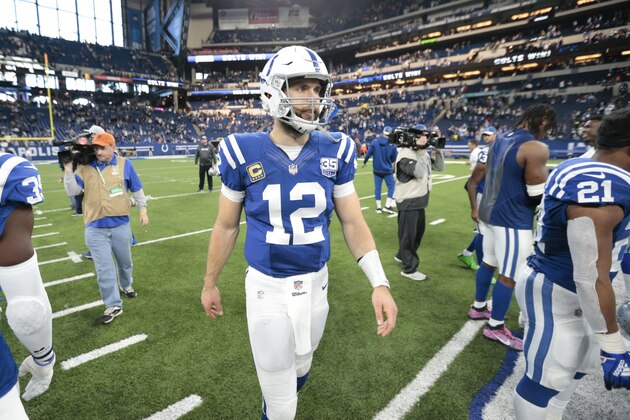 Indianapolis Colts quarterback Andrew Luck in action following an NFL football game against the Dallas Cowboys, Sunday, Dec. 16, 2018, in Indianapolis. Indianapolis won 23-0. (AP Photo/AJ Mast)