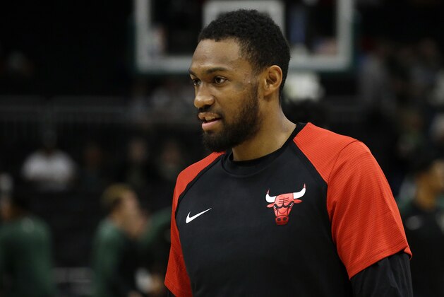 Chicago Bulls' Jabari Parker before a preseason NBA basketball game against the Milwaukee Bucks Wednesday, Oct. 3, 2018, in Milwaukee. (AP Photo/Aaron Gash)