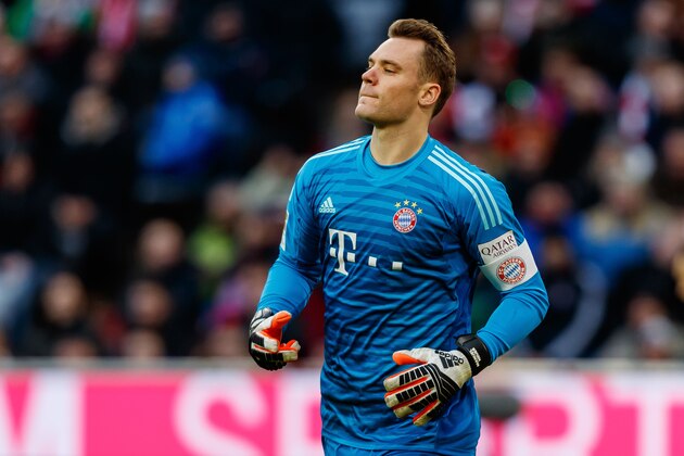 MUNICH, GERMANY - DECEMBER 08: Goalkeeper Manuel Neuer of Bayern Muechen looks on during the Bundesliga match between FC Bayern Muenchen and 1. FC Nuernberg at Allianz Arena on December 8, 2018 in Munich, Germany. (Photo by TF-Images/TF-Images via Getty Images)