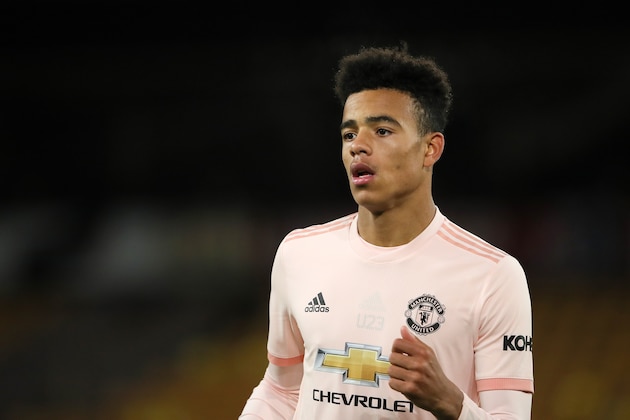 WOLVERHAMPTON, ENGLAND - OCTOBER 26: Mason Greenwood of Manchester United during the Premier League 2 match between Wolverhampton Wanders and Manchester United at Molineux on October 26, 2018 in Wolverhampton, England. (Photo by Matthew Ashton - AMA/Getty Images)