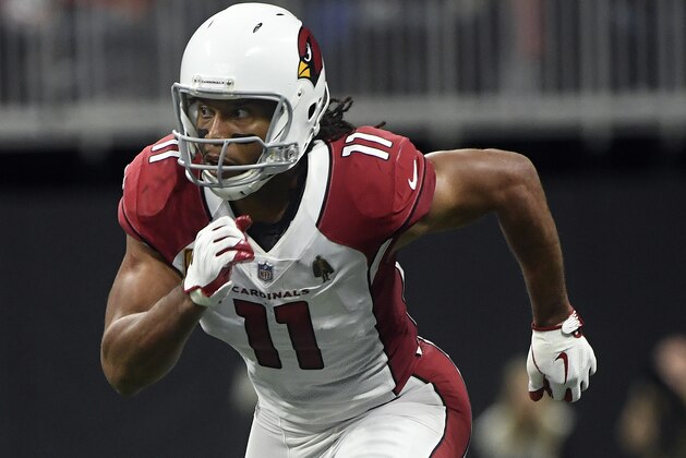 Arizona Cardinals wide receiver Larry Fitzgerald (11) runs a pass route during the first half of an NFL football game against the Atlanta Falcons, Sunday, Dec. 16, 2018, in Atlanta. (AP Photo/John Amis)