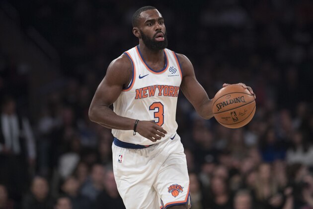 New York Knicks guard Tim Hardaway Jr. handles the ball during the first half of an NBA basketball game against the Brooklyn Nets, Saturday, Dec. 8, 2018, at Madison Square Garden in New York. (AP Photo/Mary Altaffer)