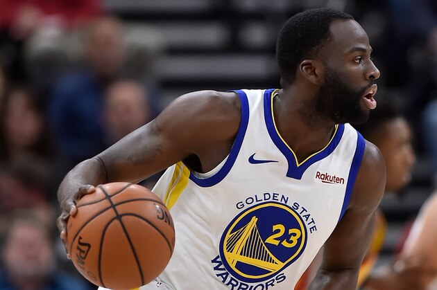 SALT LAKE CITY, UT - DECEMBER 19: Draymond Green #23 of the Golden State Warriors drives with the ball against the Utah Jazzin the first half of a NBA game at Vivint Smart Home Arena on December 19, 2018 in Salt Lake City, Utah. NOTE TO USER: User expressly acknowledges and agrees that, by downloading and or using this photograph, User is consenting to the terms and conditions of the Getty Images License Agreement. (Photo by Gene Sweeney Jr./Getty Images)