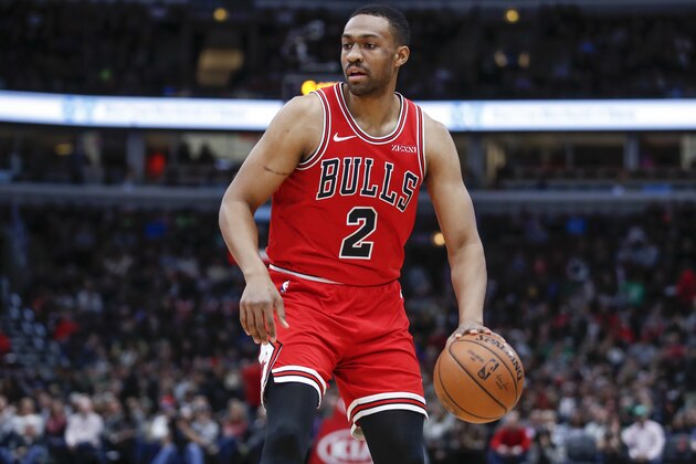 Chicago Bulls forward Jabari Parker drives to the basket against the Boston Celtics during the first half of an NBA basketball game, Saturday, Dec. 8, 2018, in Chicago. (AP Photo/Kamil Krzaczynski)