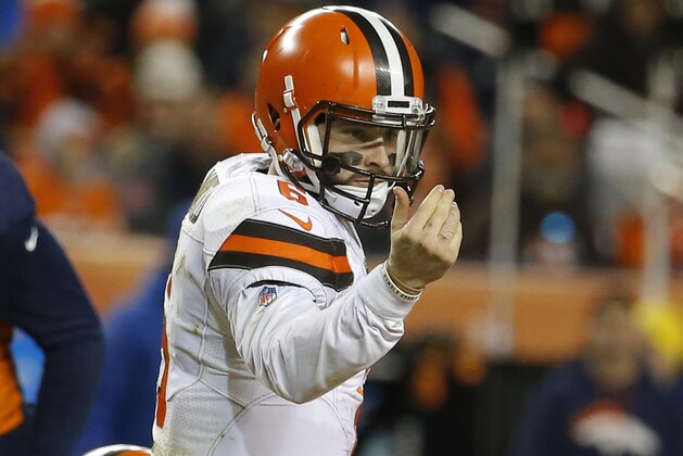 Cleveland Browns quarterback Baker Mayfield (6) during the first half of an NFL football game against the Denver Broncos, Saturday, Dec. 15, 2018, in Denver. (AP Photo/Rick Scuteri)