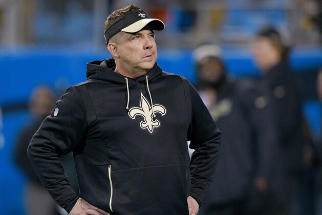 CHARLOTTE, NC - DECEMBER 17:  Head coach Sean Payton of the New Orleans Saints  watches his team warm up before their game against the Carolina Panthers at Bank of America Stadium on December 17, 2018 in Charlotte, North Carolina.  (Photo by Grant Halverson/Getty Images)