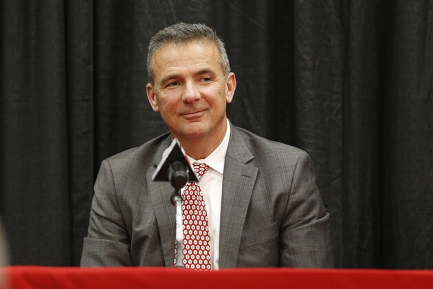 Ohio State head football coach Urban Meyer answers questions during a news conference announcing his retirement and the hiring of Ryan Day as his replacement Tuesday, Dec. 4, 2018, in Columbus, Ohio. (AP Photo/Jay LaPrete)
