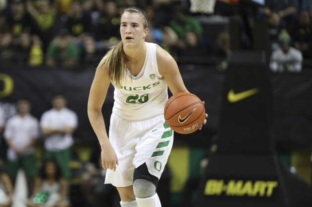 University of Oregon guard Sabrina Ionescu drives the ball against Mississippi State during an NCAA college basketball game, Tuesday, Dec. 18, 2018, in Eugene, Ore. (AP Photo/Charlie Litchfield)