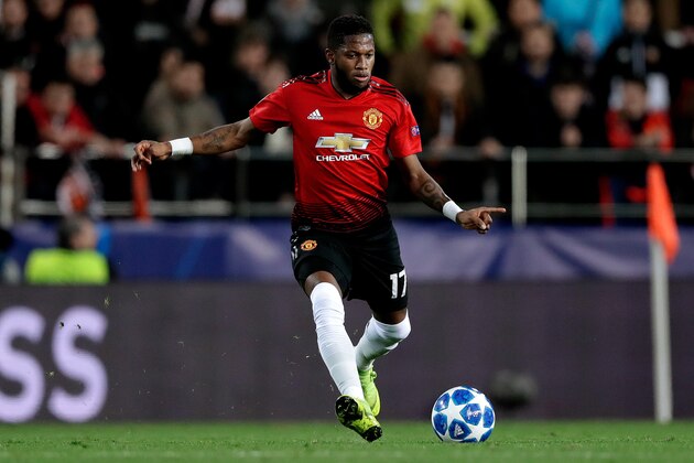 VALENCIA, SPAIN - DECEMBER 12: Fred of Manchester United  during the UEFA Champions League  match between Valencia v Manchester United at the Estadio de Mestalla on December 12, 2018 in Valencia Spain (Photo by Jeroen Meuwsen/Soccrates/Getty Images)